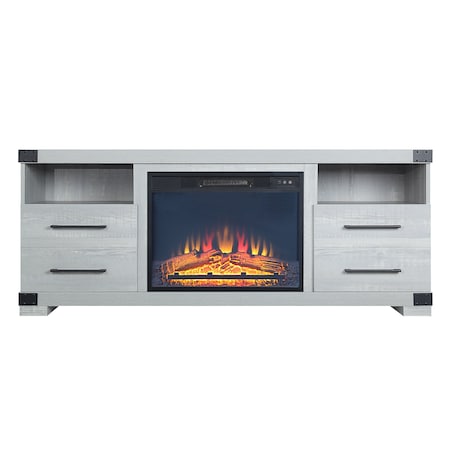 Manhattan Comfort Richmond 60" Fireplace with 2 Drawers and 2 Shelves in Grey FP1-GY